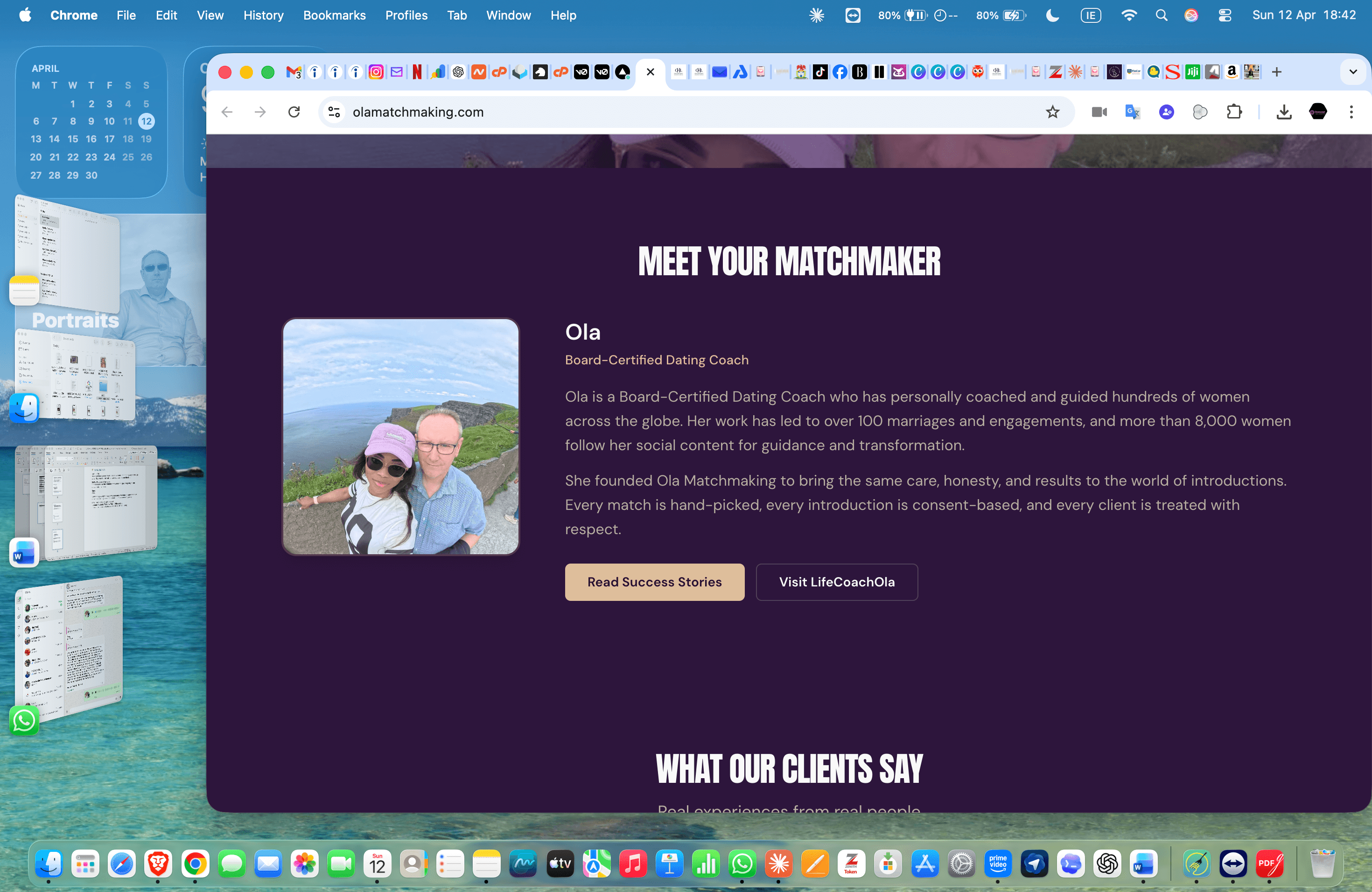 Ola Laing reviewing private matchmaking profiles as part of a professional matchmaking search.